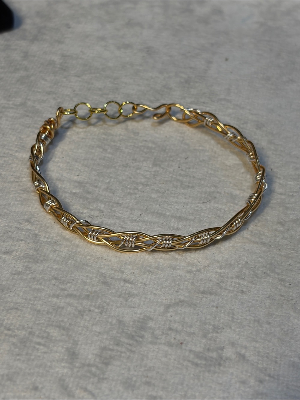 Gold and Silver Two-Tone Woven Bracelet